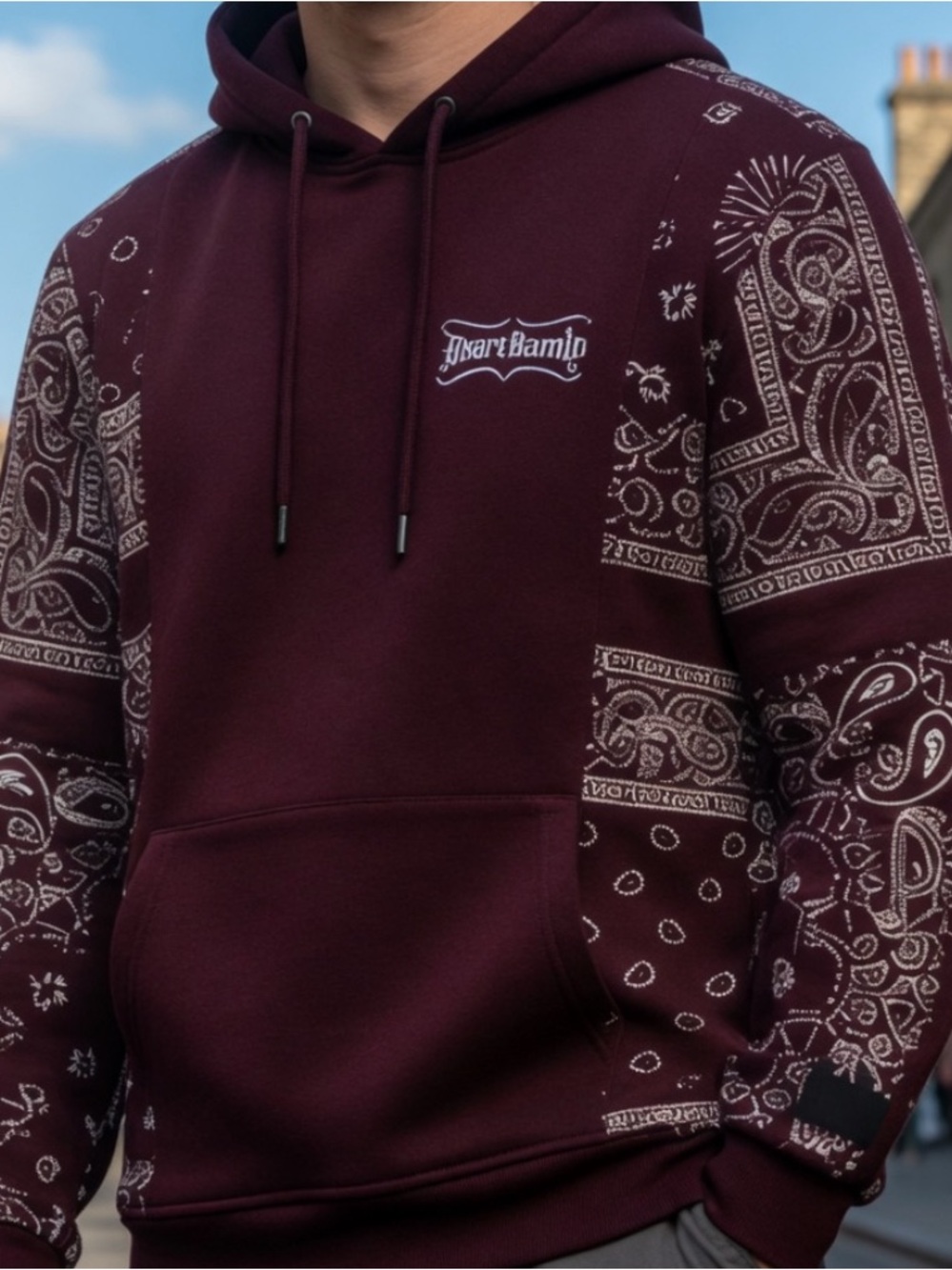 Dogg Supply by Snoop Dogg Maroon Bandana Paisley Zip-Up Hoodie Size XS